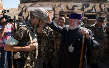 Catholicos of All Armenians Visited the Frontline in Artsakh
