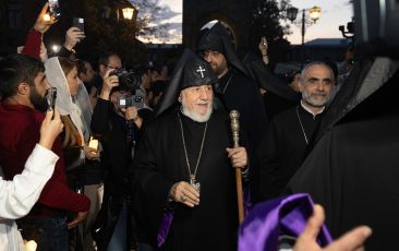 Catholicos of All Armenians Bestows His Blessing upon the Pilgrims at the Mother See