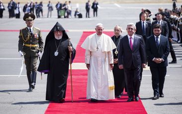 Pope Francis of the Roman Catholic Church Arrives to Armenia - Welcoming Service Held in the Mother See of Holy Etchmiadzin