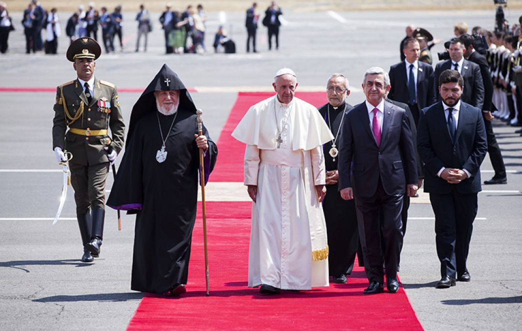 Pope Francis of the Roman Catholic Church Arrives to Armenia - Welcoming Service Held in the Mother See of Holy Etchmiadzin