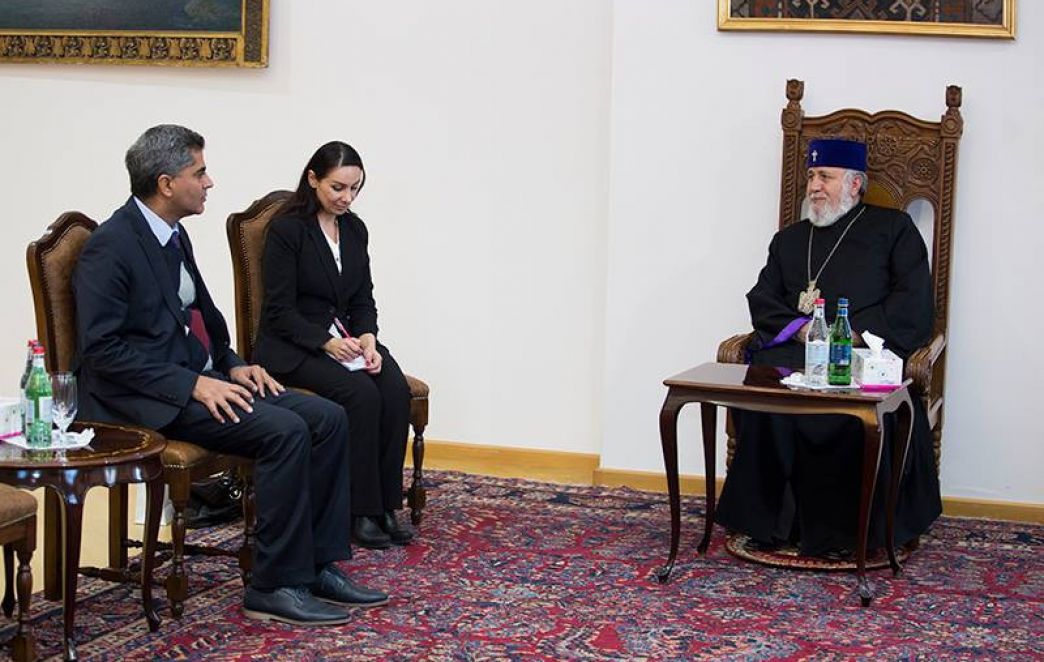 Ամենայն Հայոց Կաթողիկոսն ընդունեց ՀՀ-ում Հնդկաստանի Հանրապետության դեսպանին
