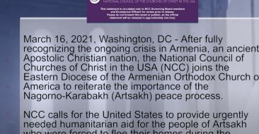 The Call of the US National Council of Christian Churches for the Release of the Armenian Captives