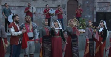 Eve of the Feast of Vardavar in the streets of Yerevan